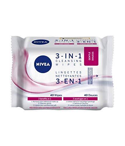 Nivea 3 in 1 Gentle Cleansing Wipes - for Dry Skin, 40 Wipes