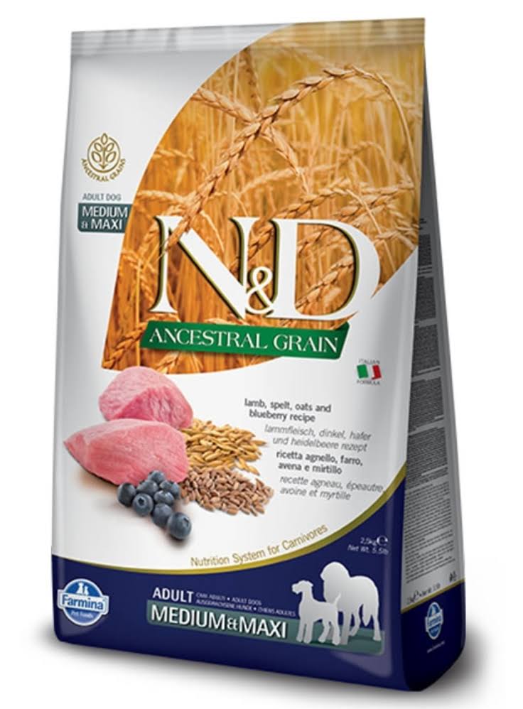 Farmina N&D Low Grain Adult Dog Food - Lamb and Blueberry, 12kg