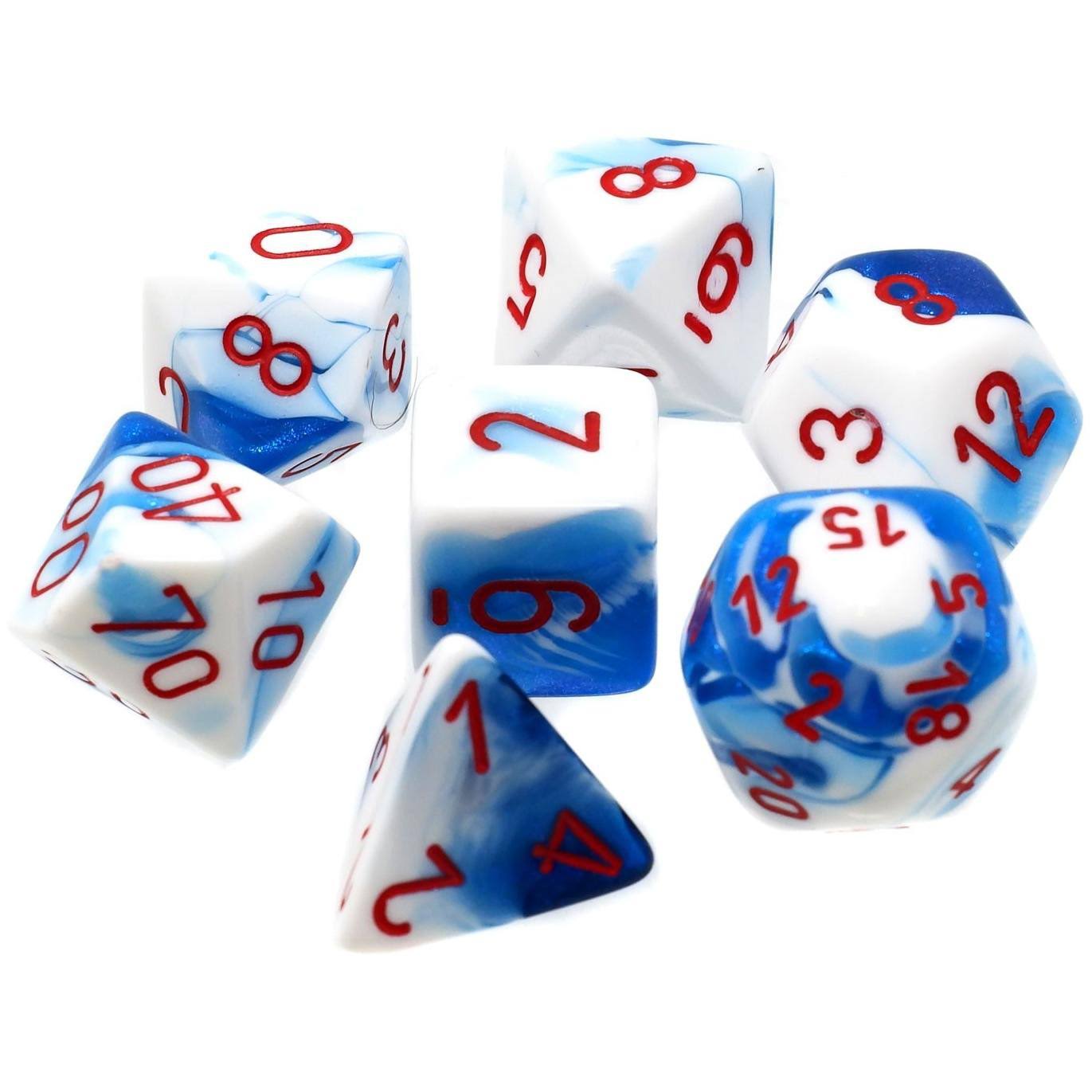 Chessex Gemini Polyhedral 7-Die Set Astral Blue-White/Red