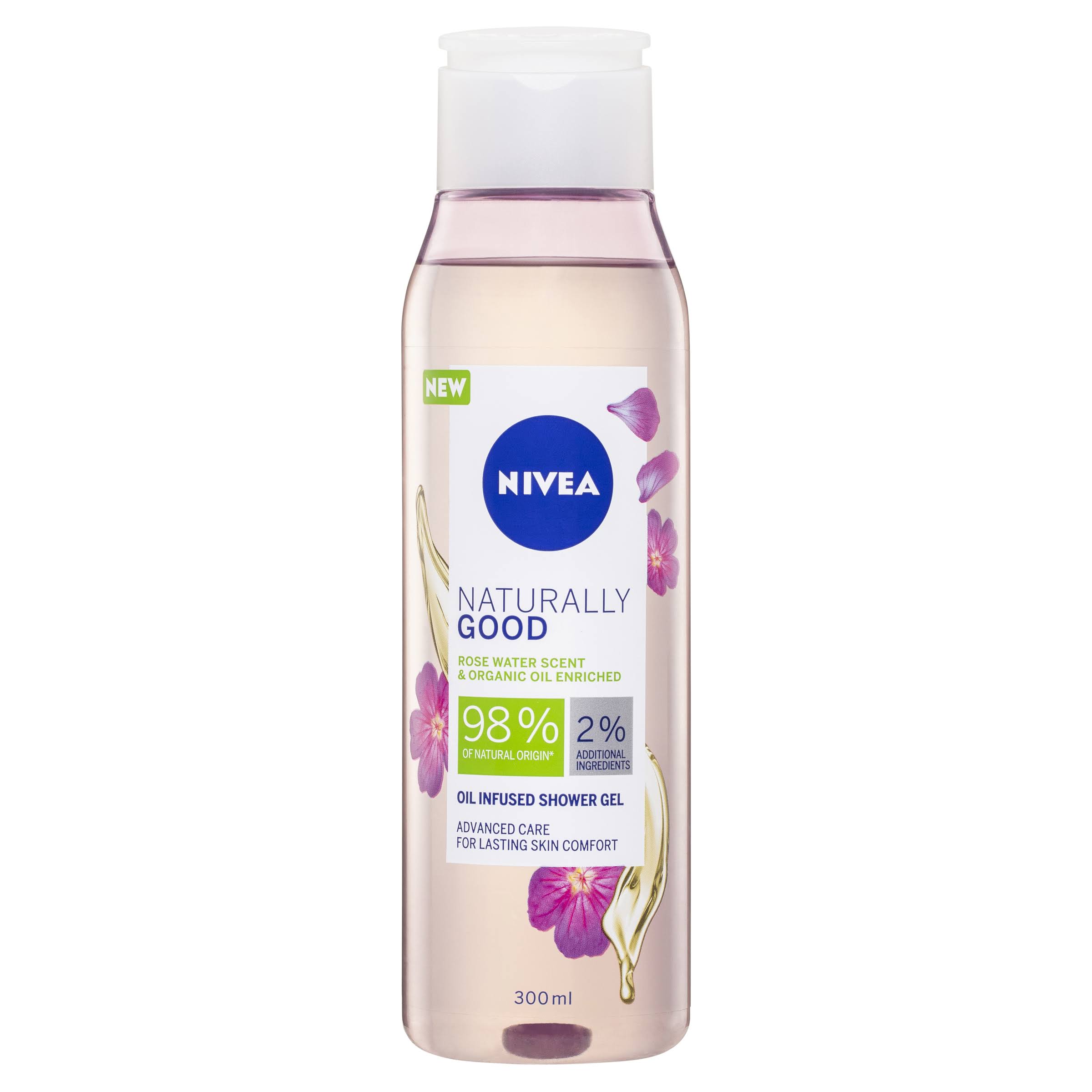 Nivea Naturally Good Rose Water & Organic Oil Shower Gel 300ml