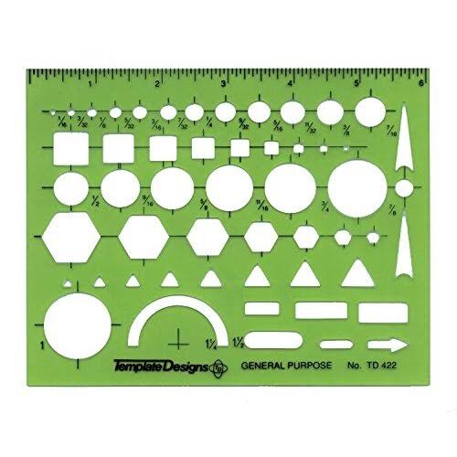 Alvin, TD422, General Purpose Drawing Drafting Template, Ruling Templates for Curves and Odd Shapes - 4 7/8" x 6 1/8"