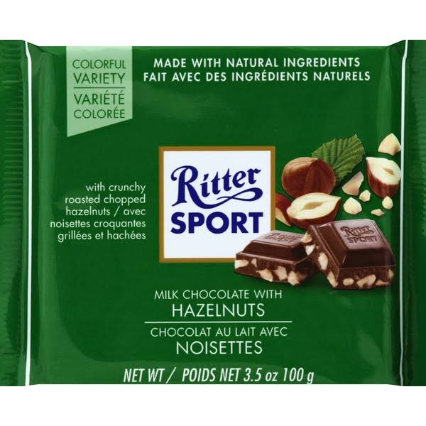 Ritter Sport Milk Chocolate with Chopped Hazelnuts 100g/3.52oz (Pack o