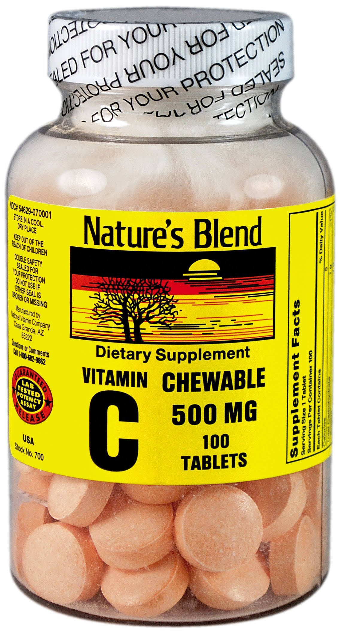 Nature's Blend Vitamin C Supplement - Orange, 500mg, 100 Tablets