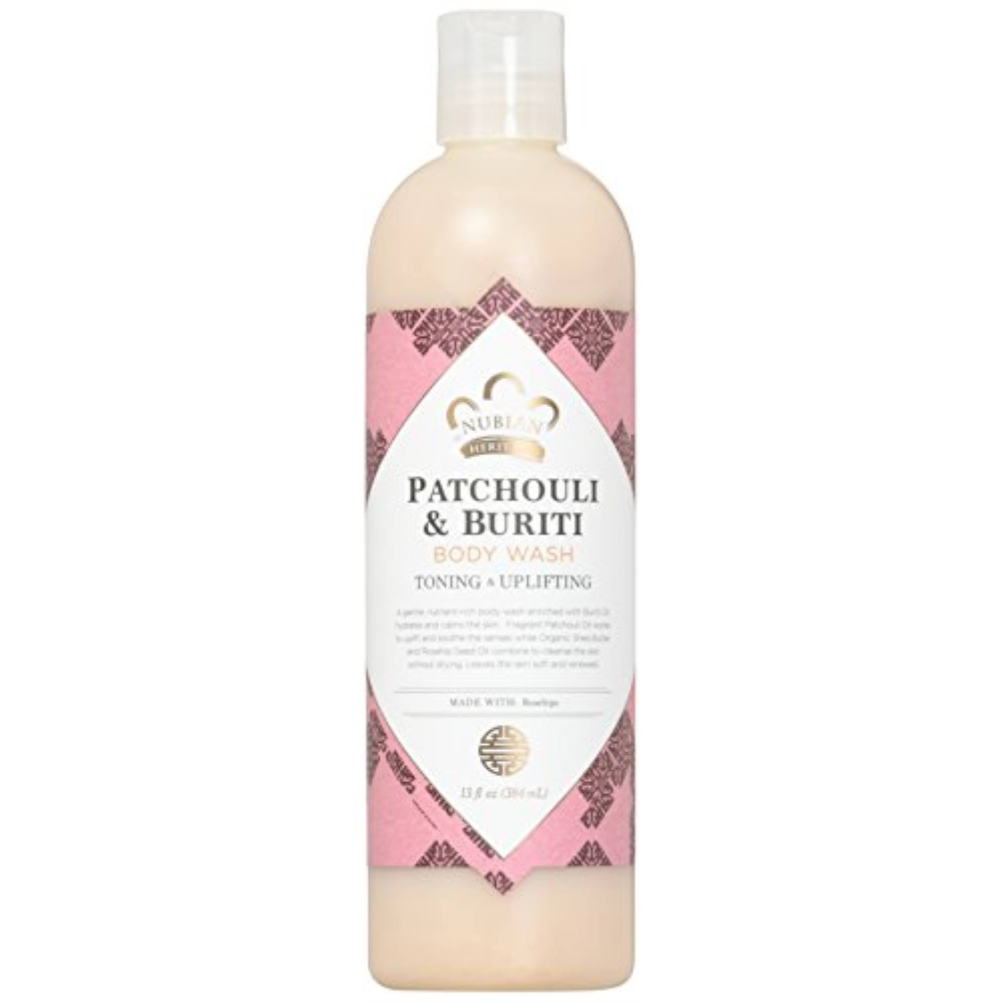 Nubian Heritage Patchouli and Buriti Body Wash - with Shea Butter and Rose Hips, 13oz