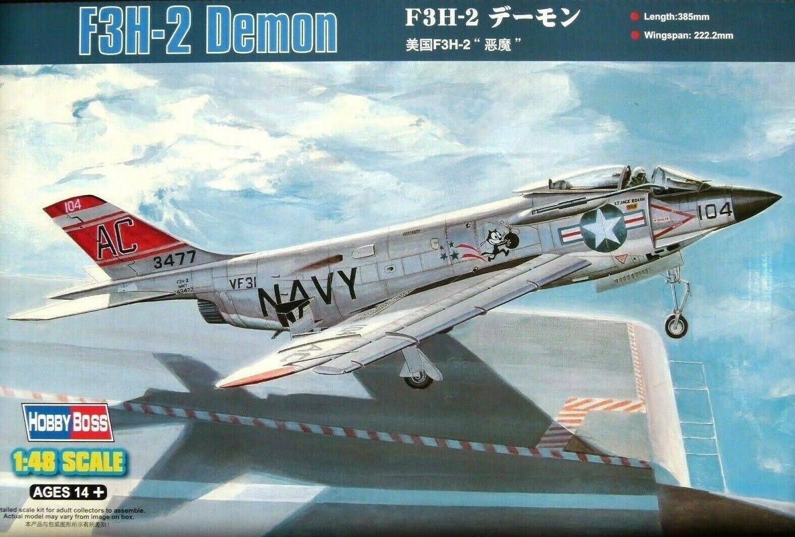 Hobby Boss F3H-2 Demon Airplane Model Building Kit - 1:48 Scale