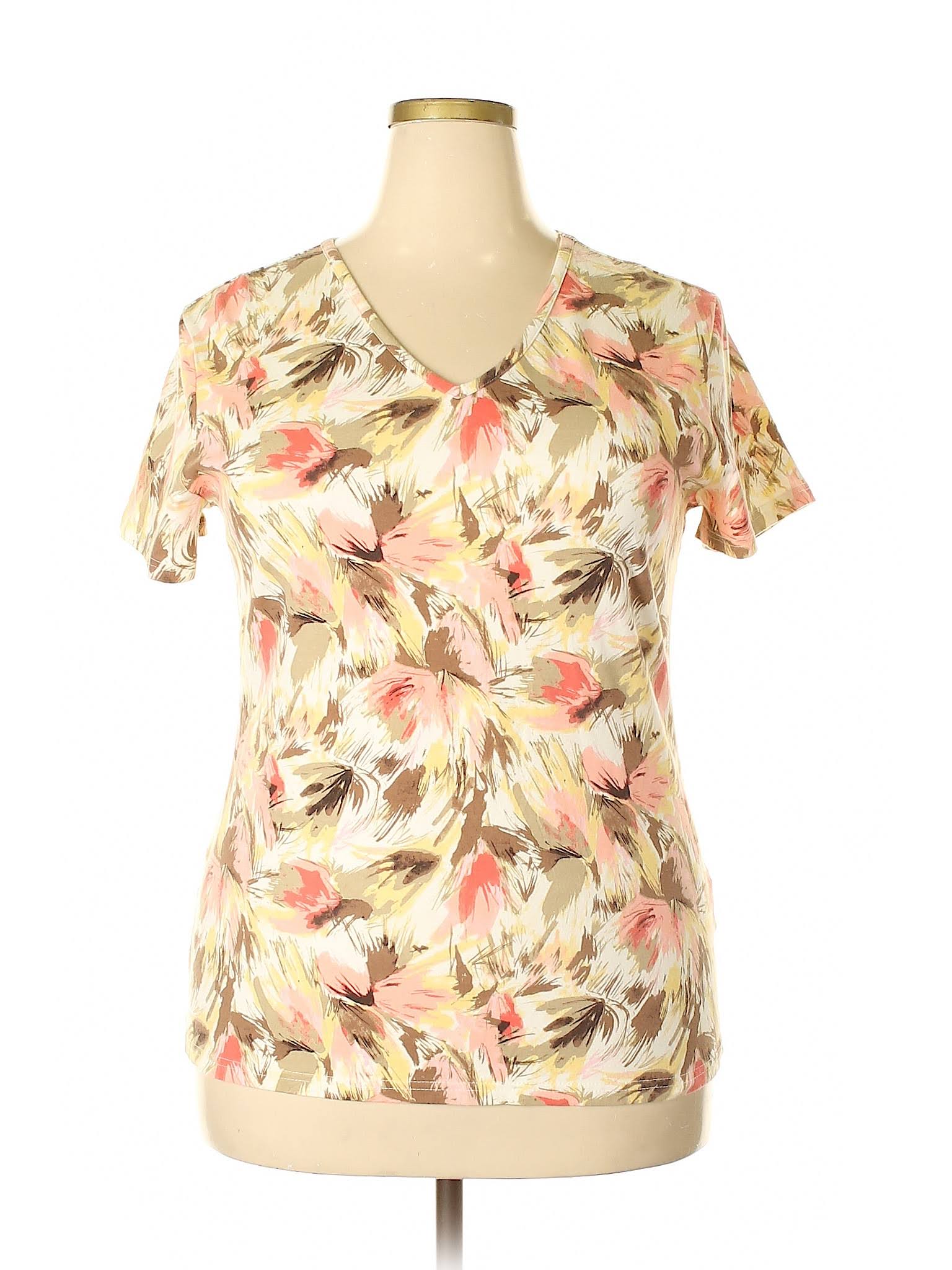 Basic Editions Short Sleeve T Shirt Size 20: Tan Women's Tops - 41861004