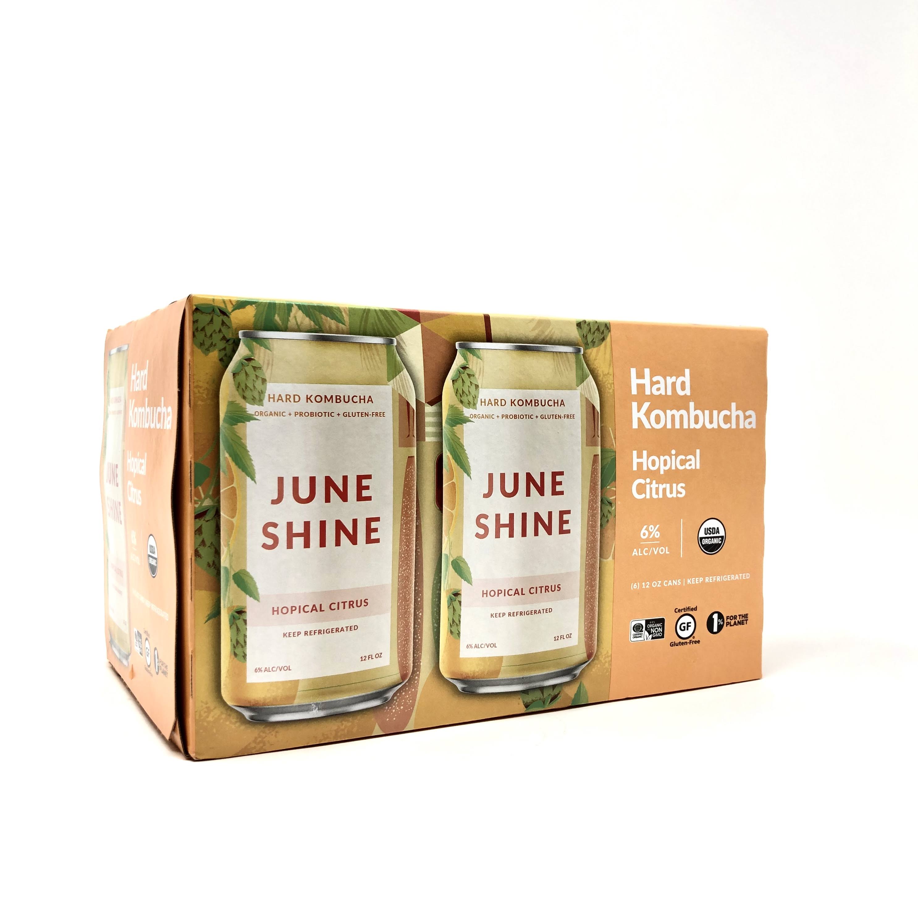 June Shine Hard Kombucha, Hopical Citrus, 6 Pack - 6 pack, 12 oz cans