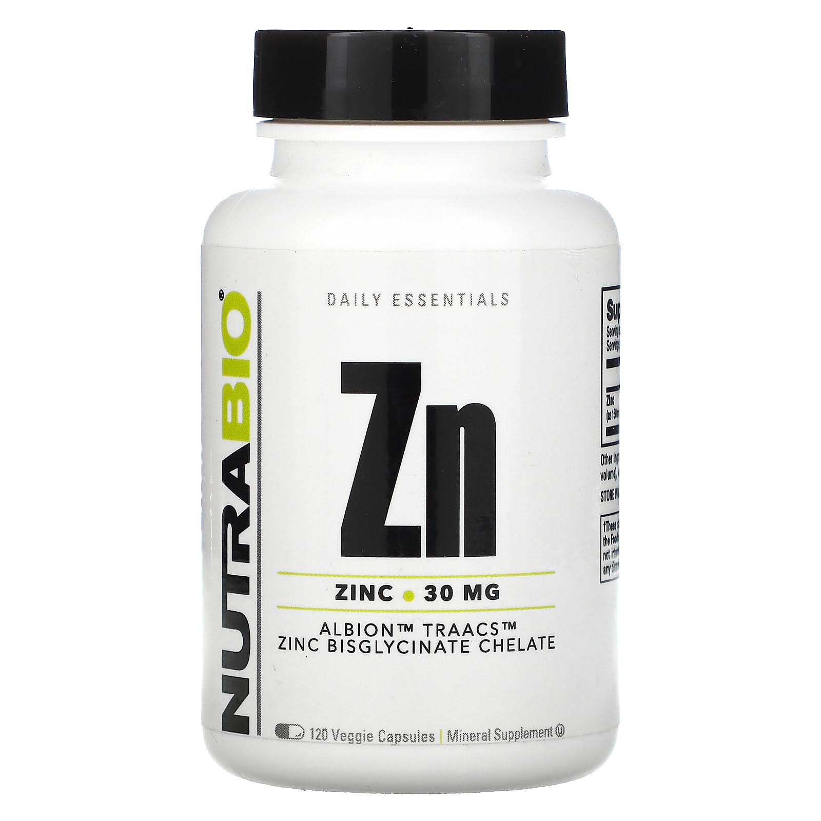 Nutrabio Zinc Chelated Dietary Supplement - 30mg, 120ct