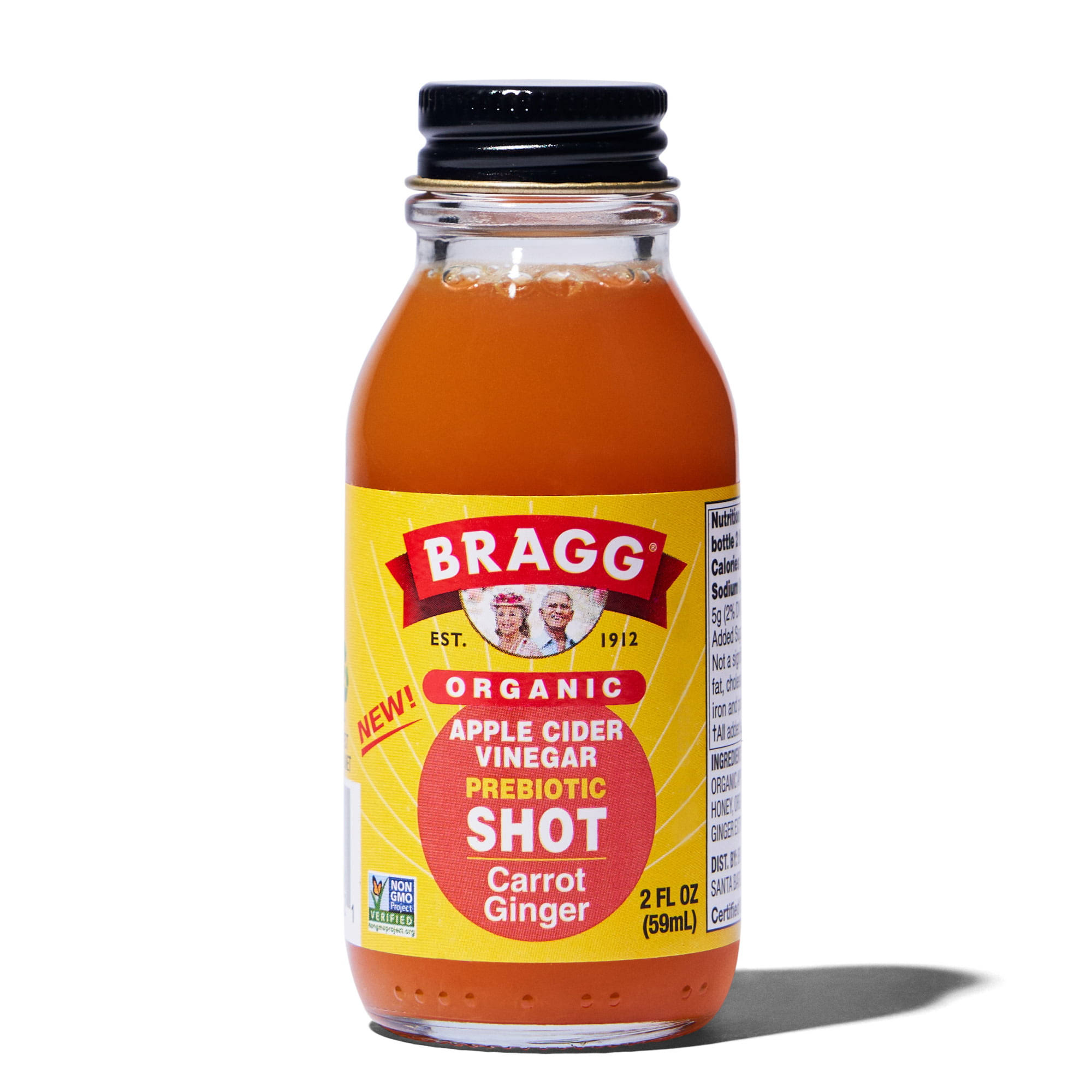 Bragg Apple Cider Vinegar Prebiotic Shot Organic Carrot Ginger -- 2 fl oz