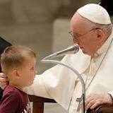 Little boy runs up as Pope delivers message about relations between elderly, young