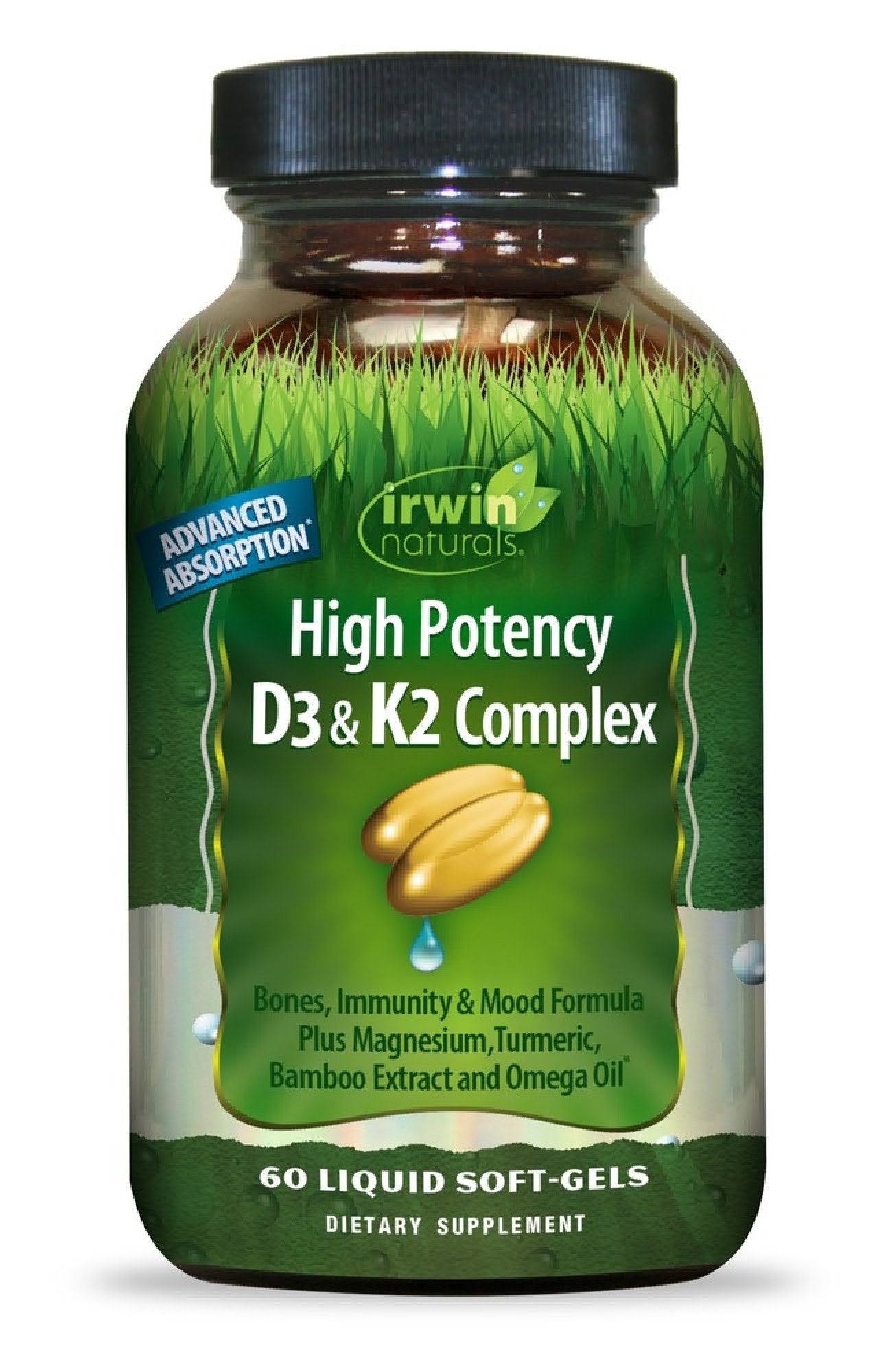Irwin Naturals High Potency D3 and K2 Complex Dietary Supplement - 60ct