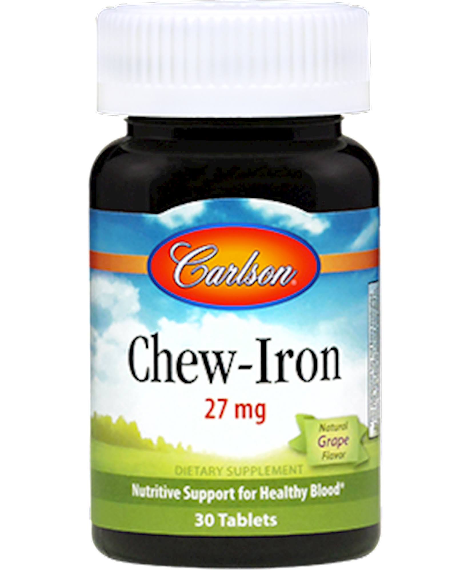 Carlson Labs Chew-Iron Supplement - Natural Grape Flavor, 30 Tablets