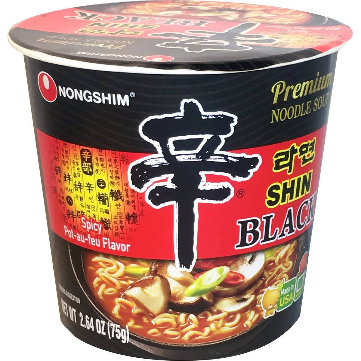 Nongshim Shin Noodle Soup, Premium, Spicy Pot-Ae-Feu, Black - 2.64 oz