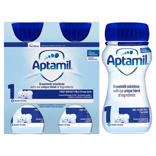 Aptamil 1 First Baby Milk Formula - From Birth, 200ml, x4