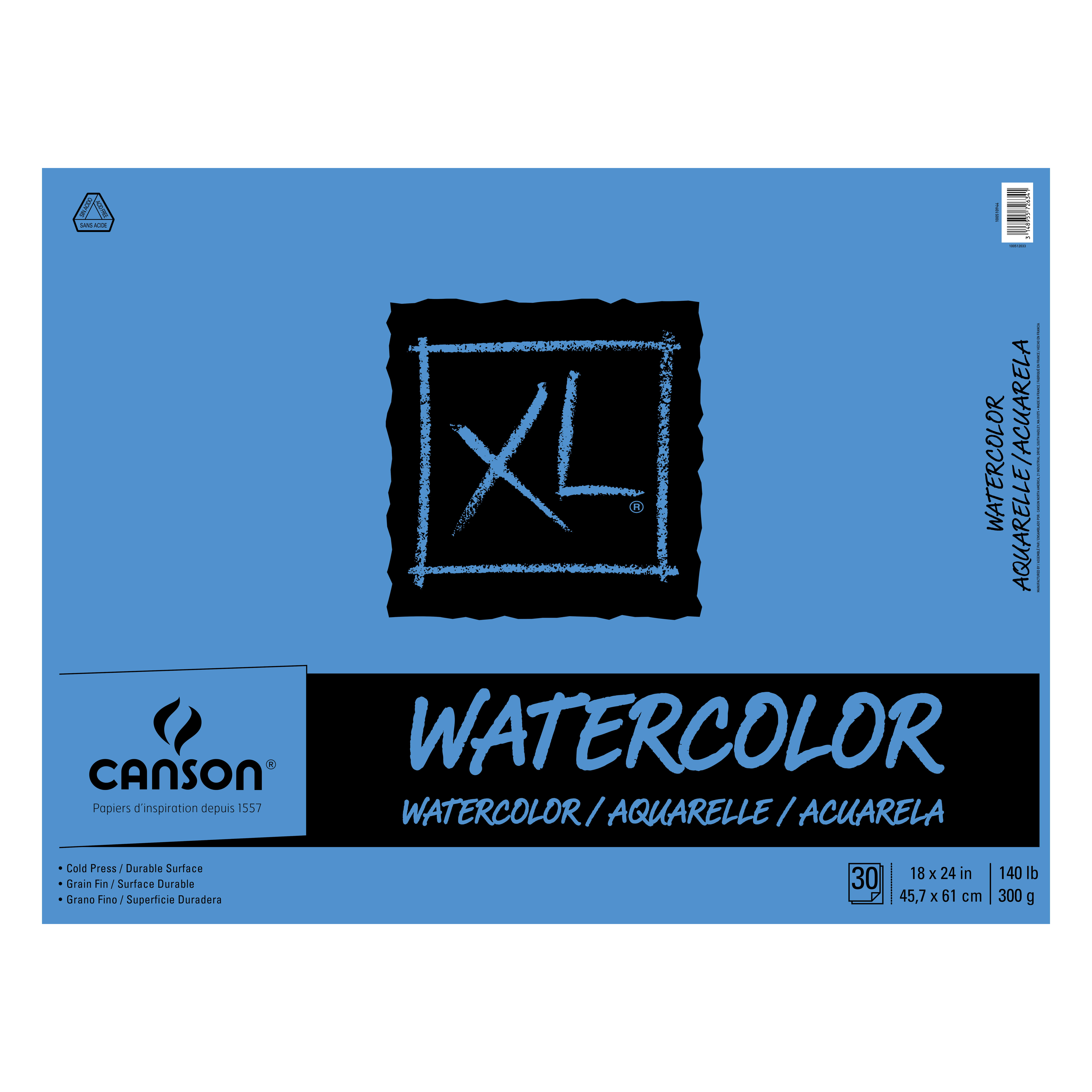 Canson XL Watercolor Pad - 140/300g, 18 x 24, 30 Sheets