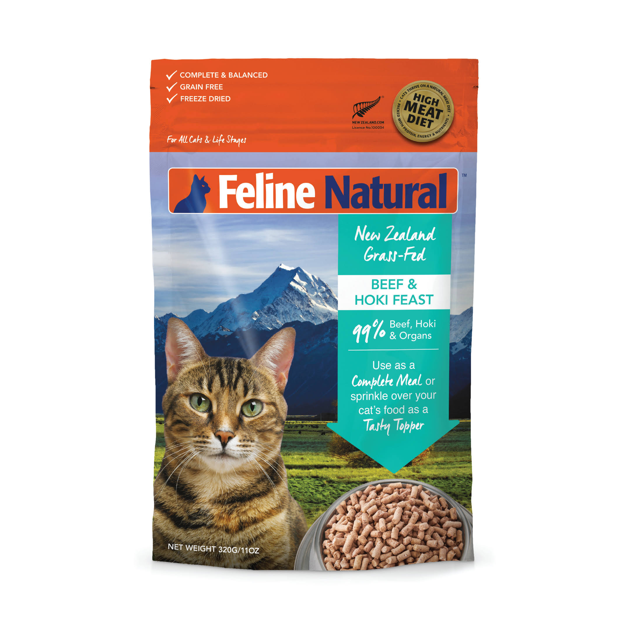 K9 Feline Natural Freeze Dried Beef and Hoki Feast Cat Food - 320g