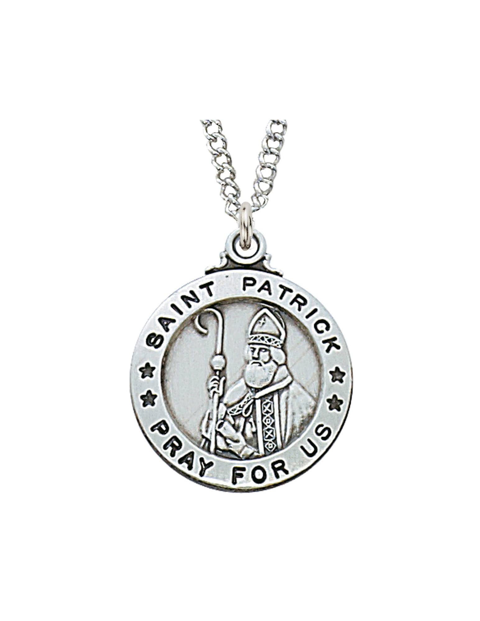 Pewter St. Patrick Medal with 24" Silver Tone Chain