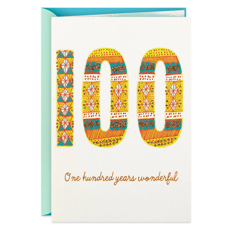 Hallmark Birthday Card, 100 Years Wonderful 100th Birthday Card