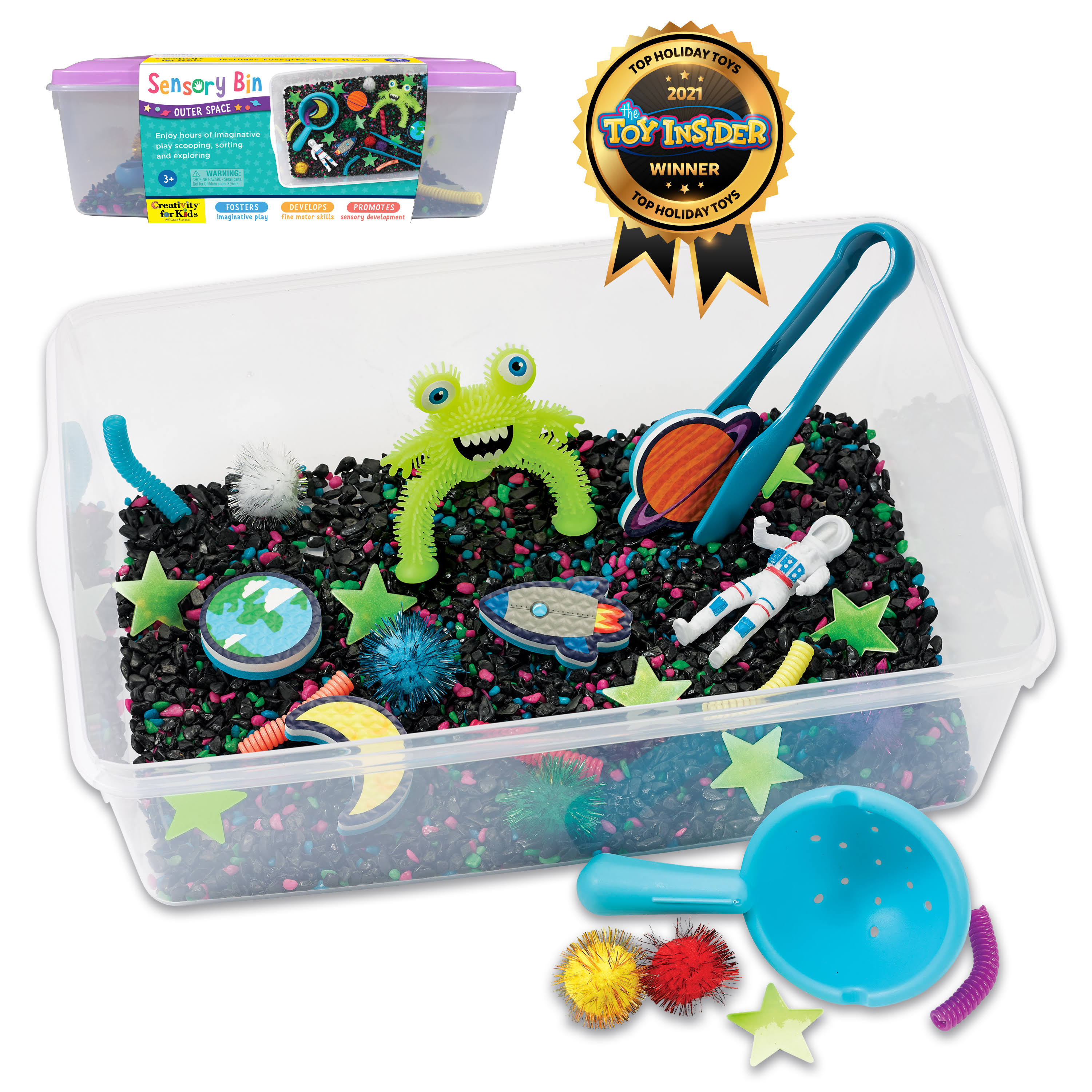 Creativity for Kids Sensory Bin Outer Space- Child Craft Activity for