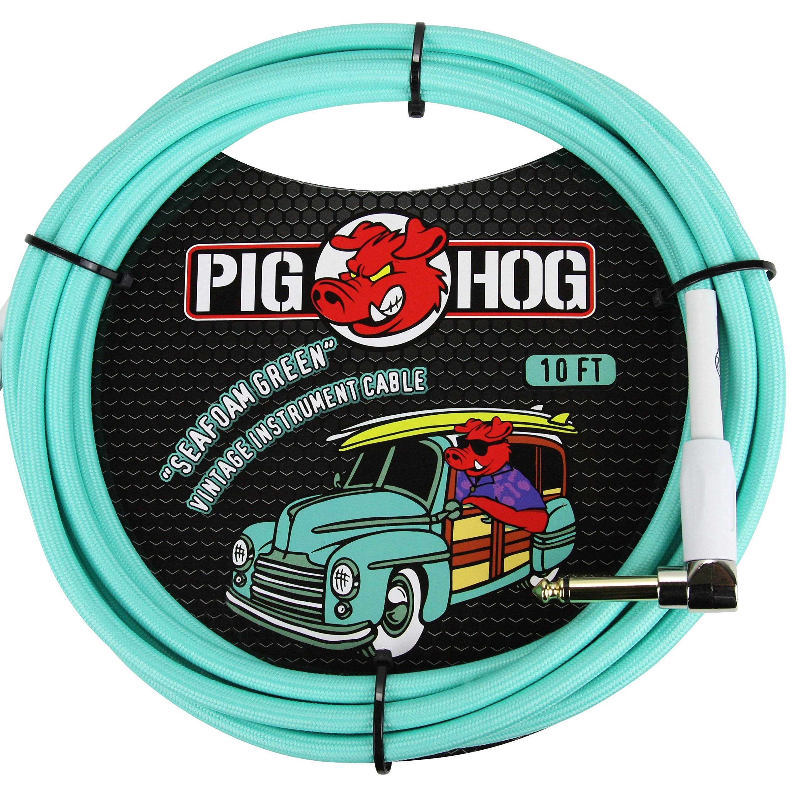Pig Hog Right Angle Instrument Cable - 10', Seafoam Green