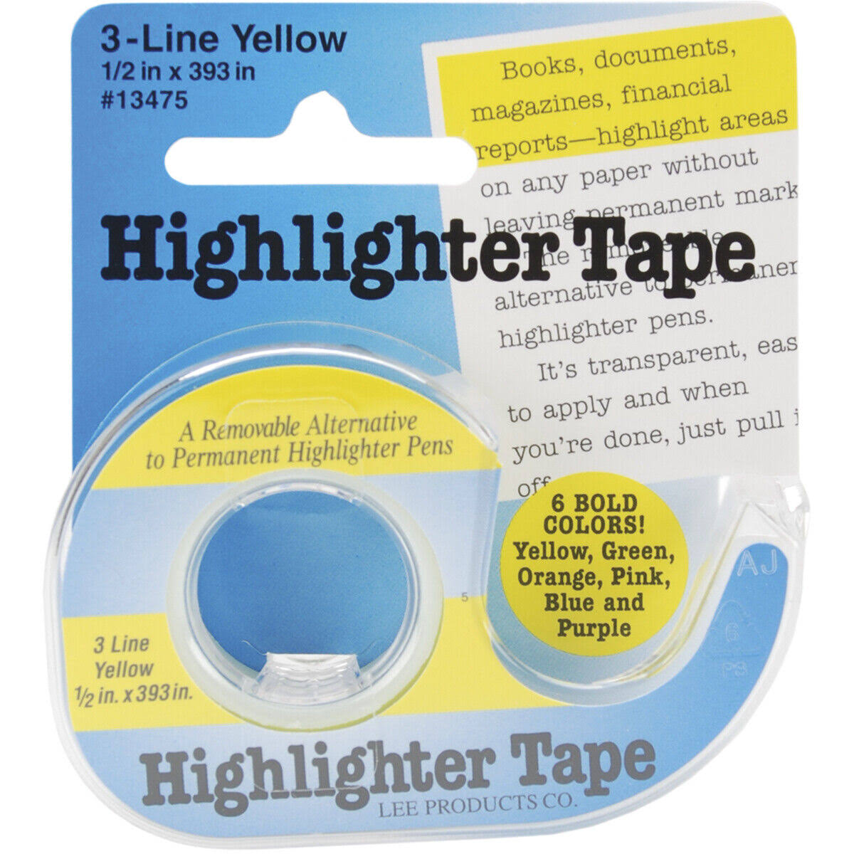 Lee 3 Line Highlighter Tape - 5" X 393", Yellow