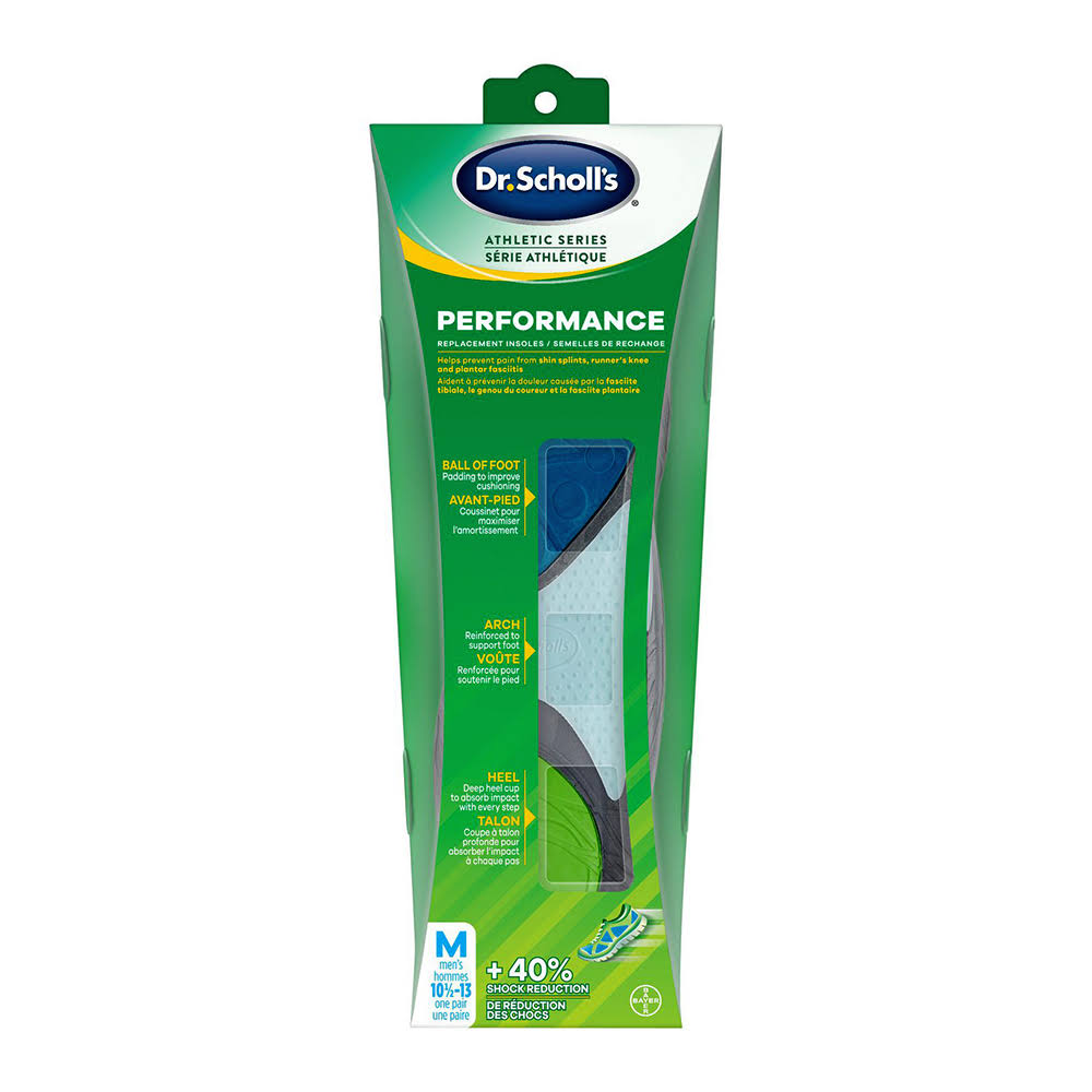 Dr. Scholl's Mens Active Series Replacement Insoles - Sizes 10 1/2 to 13, 1 Pair