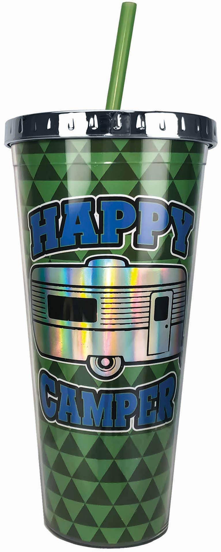 Spoontiques 21613 Happy Camper Foil Cup w/Straw
