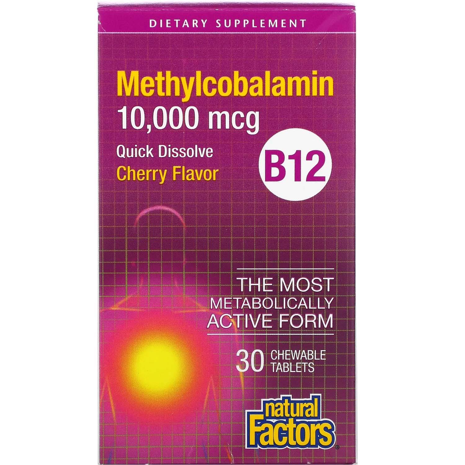 B12 Methylcobalamin 10,000 mcg Natural Factors 30 Chewable