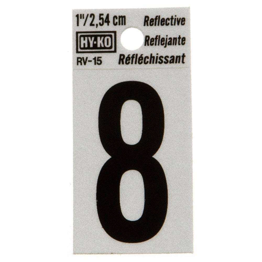 Hy-Ko Products Black Reflective Number 8 - 1.25in