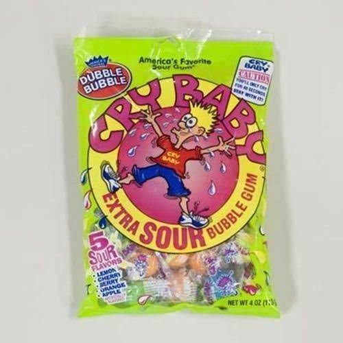 Dubble Bubble Cry Baby Extra Sour Bubble Gum - 5 flavors, 113g