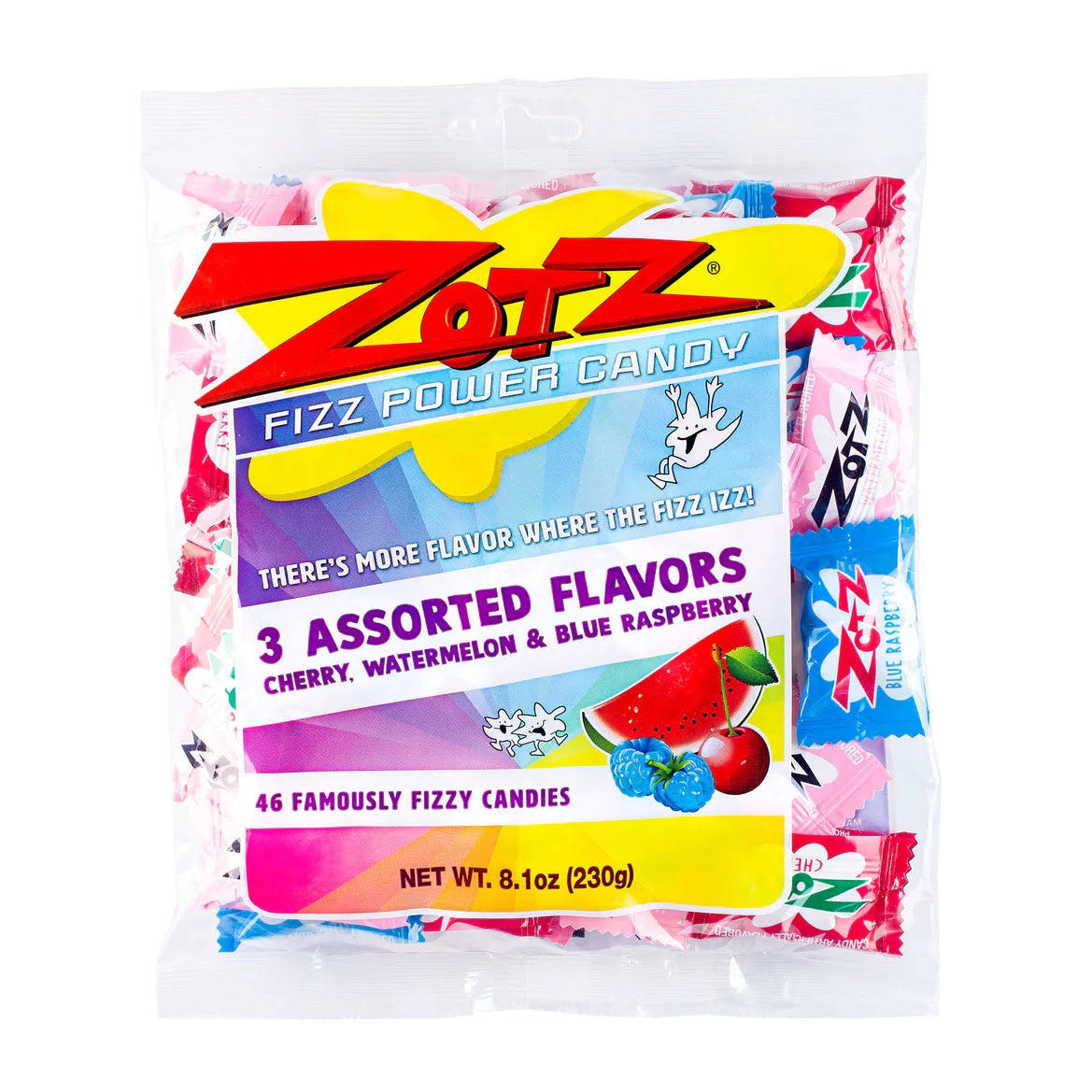 Zotz Fizz Power Candy Assorted - Fruit Flavored Hard Candy With A Fizzy Center