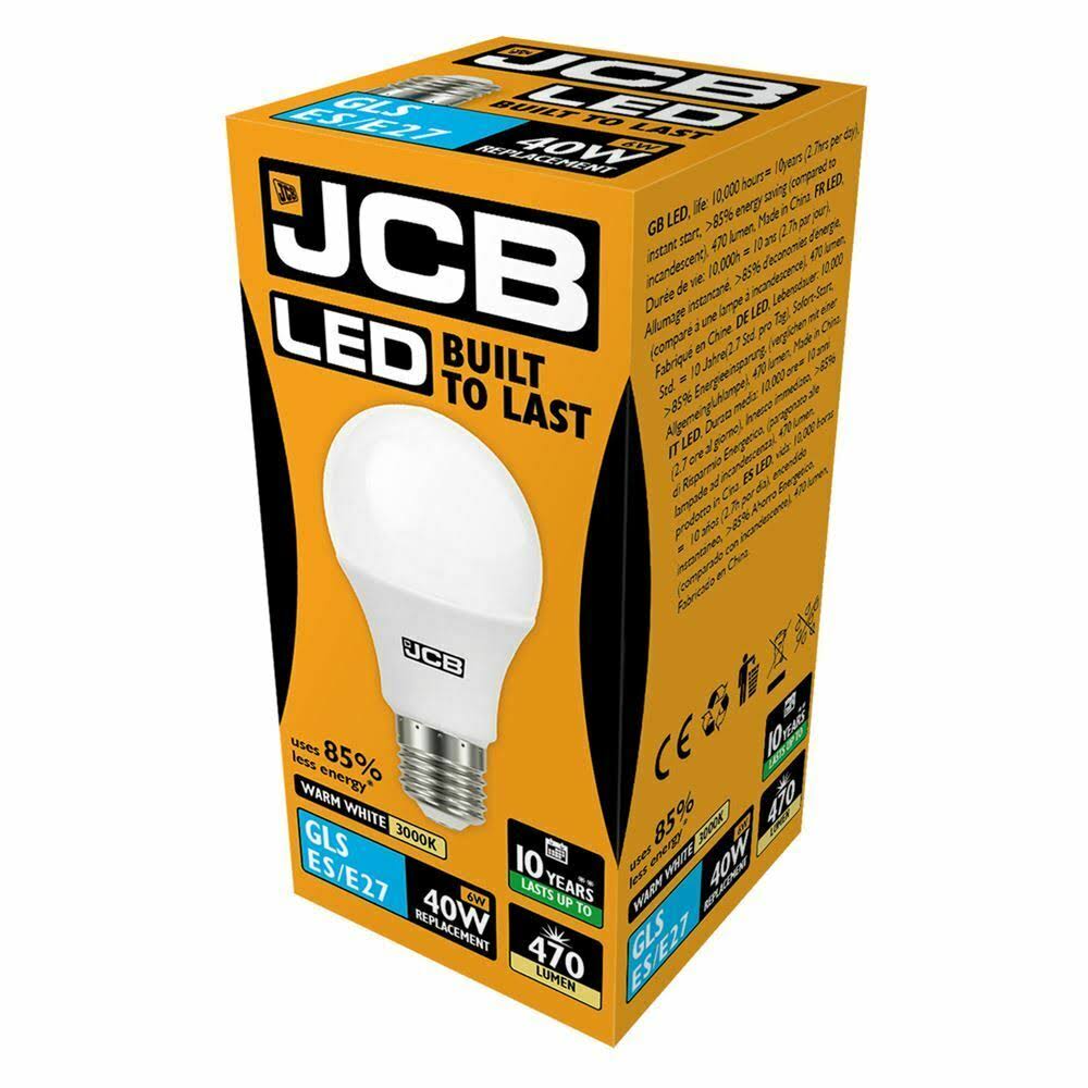 JCB GLS E27 LED Light Bulb - Warm White, 6W
