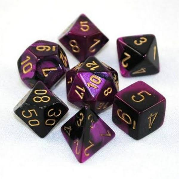 Chessex Die Set - Black, Purple and Gold