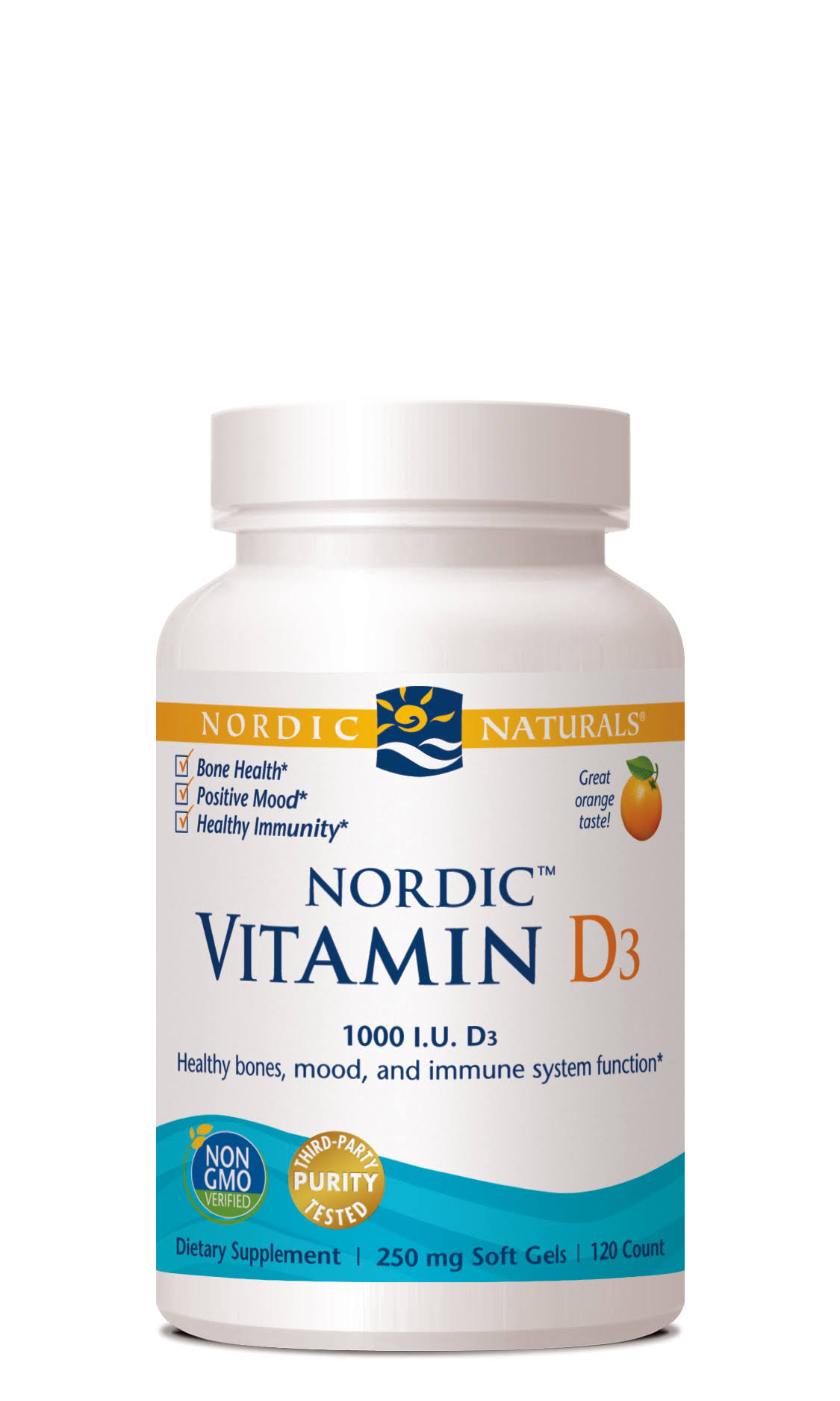 Nordic Naturals Vitamin D3 & Xtra Virgin Olive Oil Dietary Supplement - Orange, 120 Soft Gels
