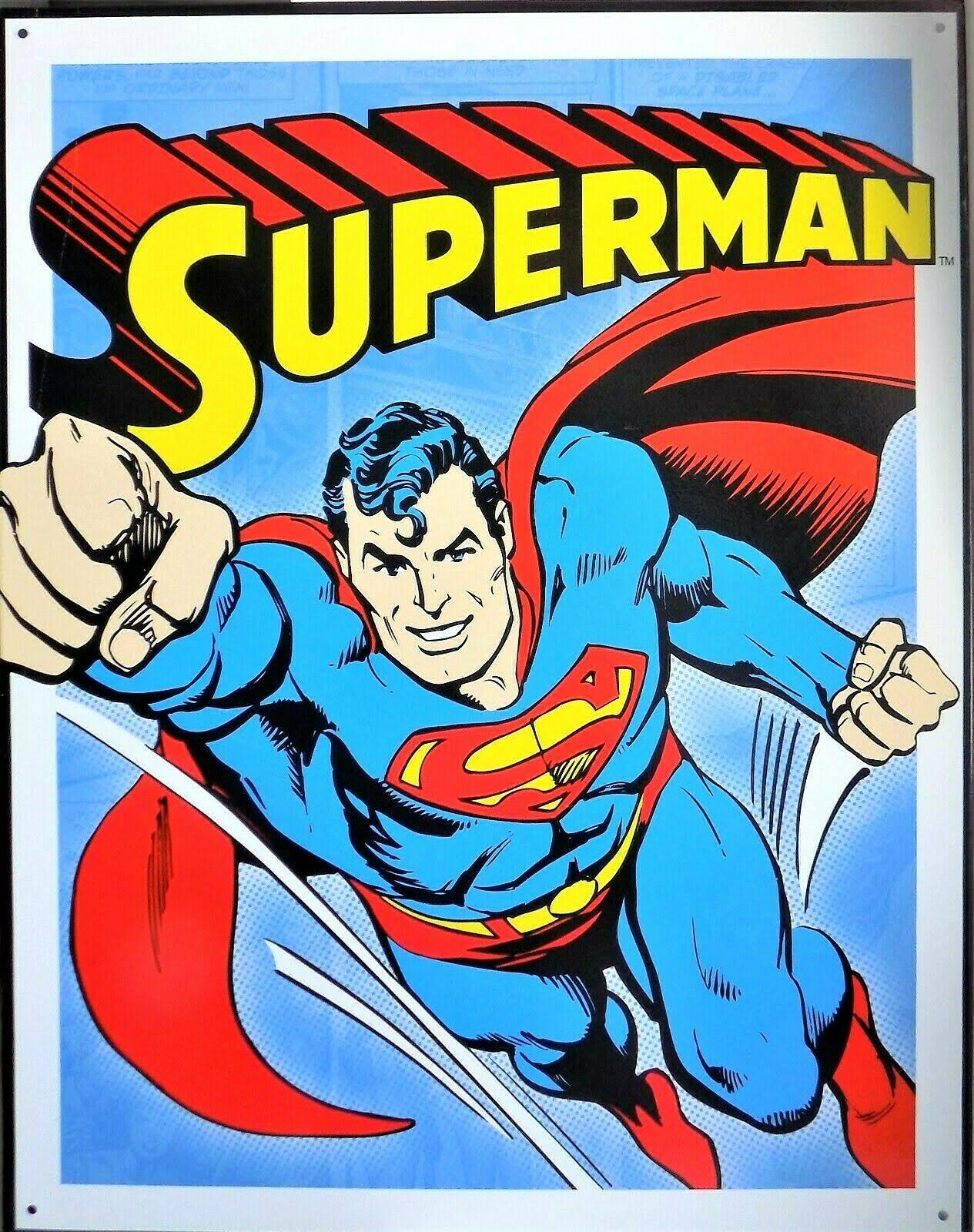 Superman Retro Panels Tin Sign - 13" x 16"