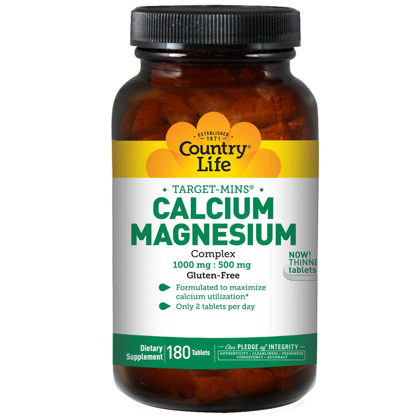 Country Life Calcium Magnesium Complex Supplement - 180 Tablets