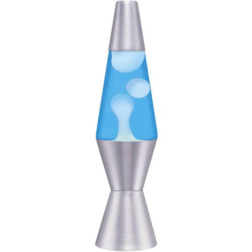 Lava Lite 11.5in Accent Lava Lamp with Silver Base - White Wax & Blue Liquid