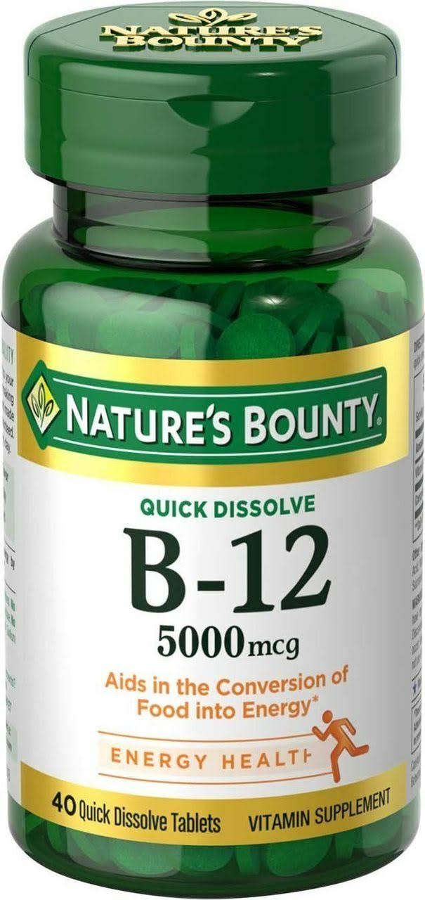 Nature's Bounty B-12 Vitamin Supplement - Natural Cherry, 5000mcg, 40ct