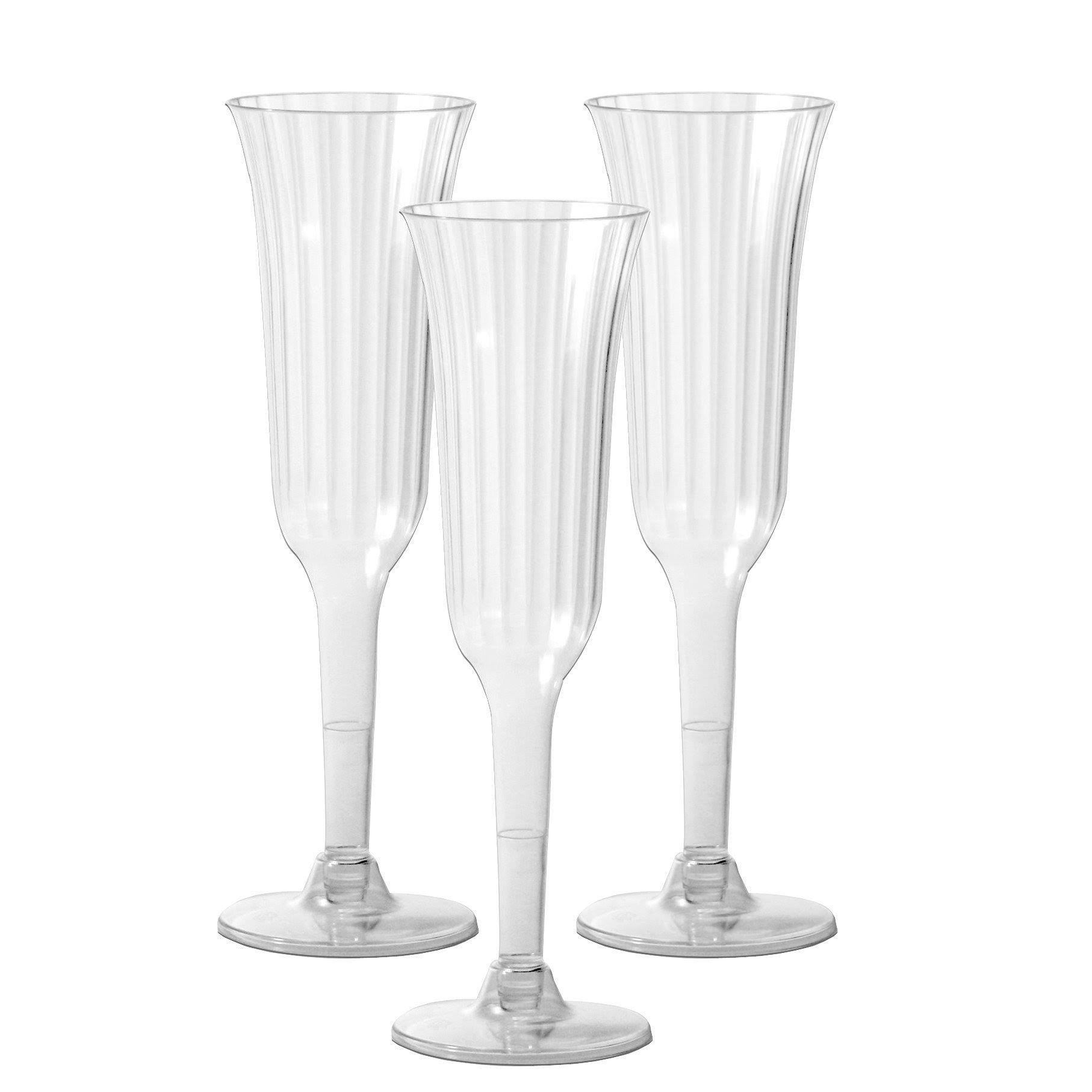 Party Essentials Two-piece Hard Plastic Deluxe Champagne Flutes - 6oz, Clear, 10ct