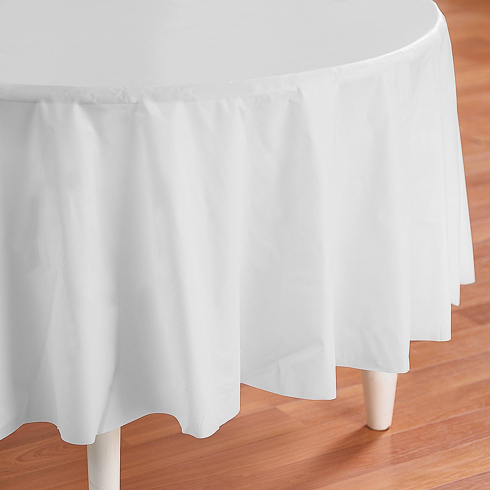 Touch Of Color Round Round Plastic Table Cover - White