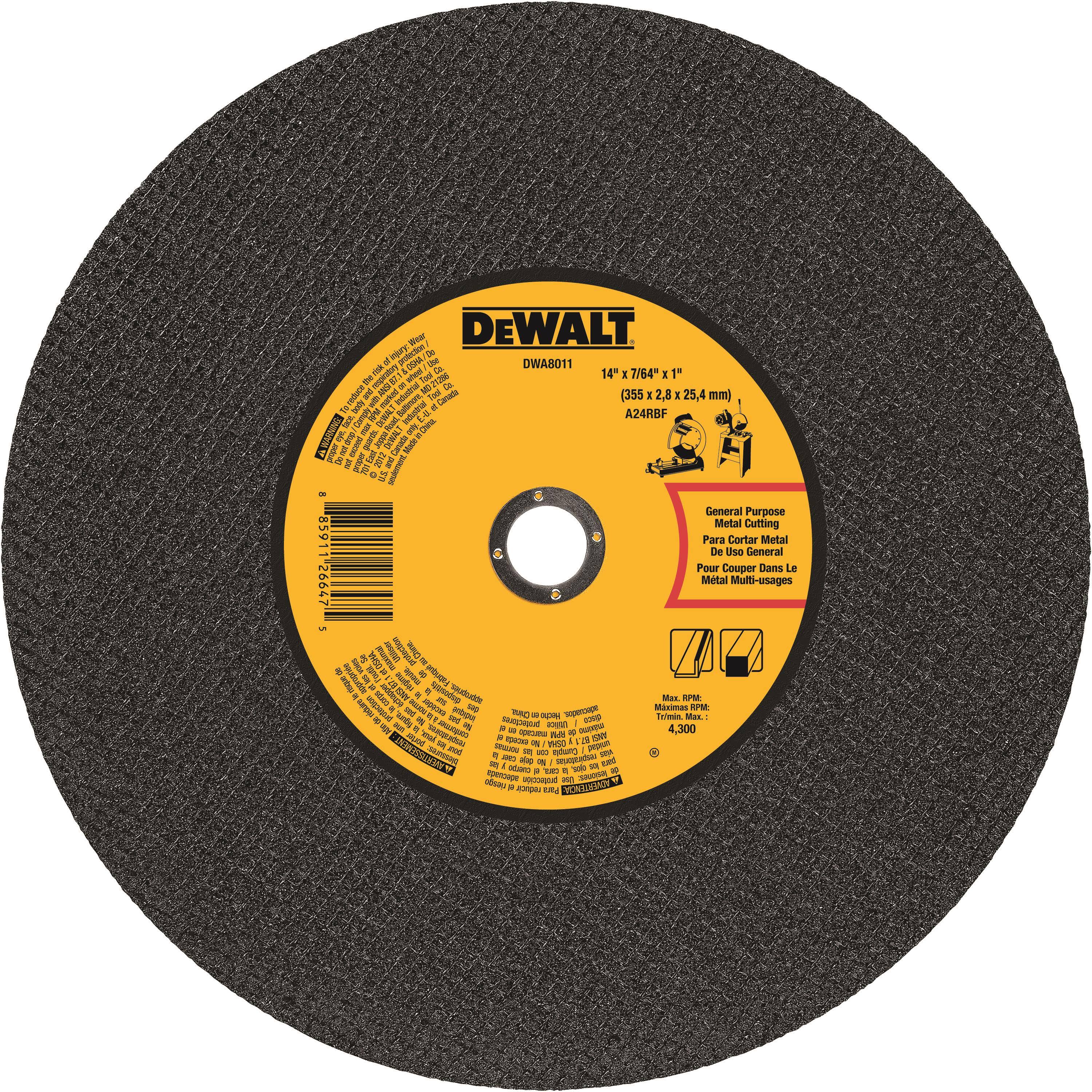 Dewalt DWA8011 Gen. Purpose Chop Saw Wheel - 14-" x 7/64" x 1"