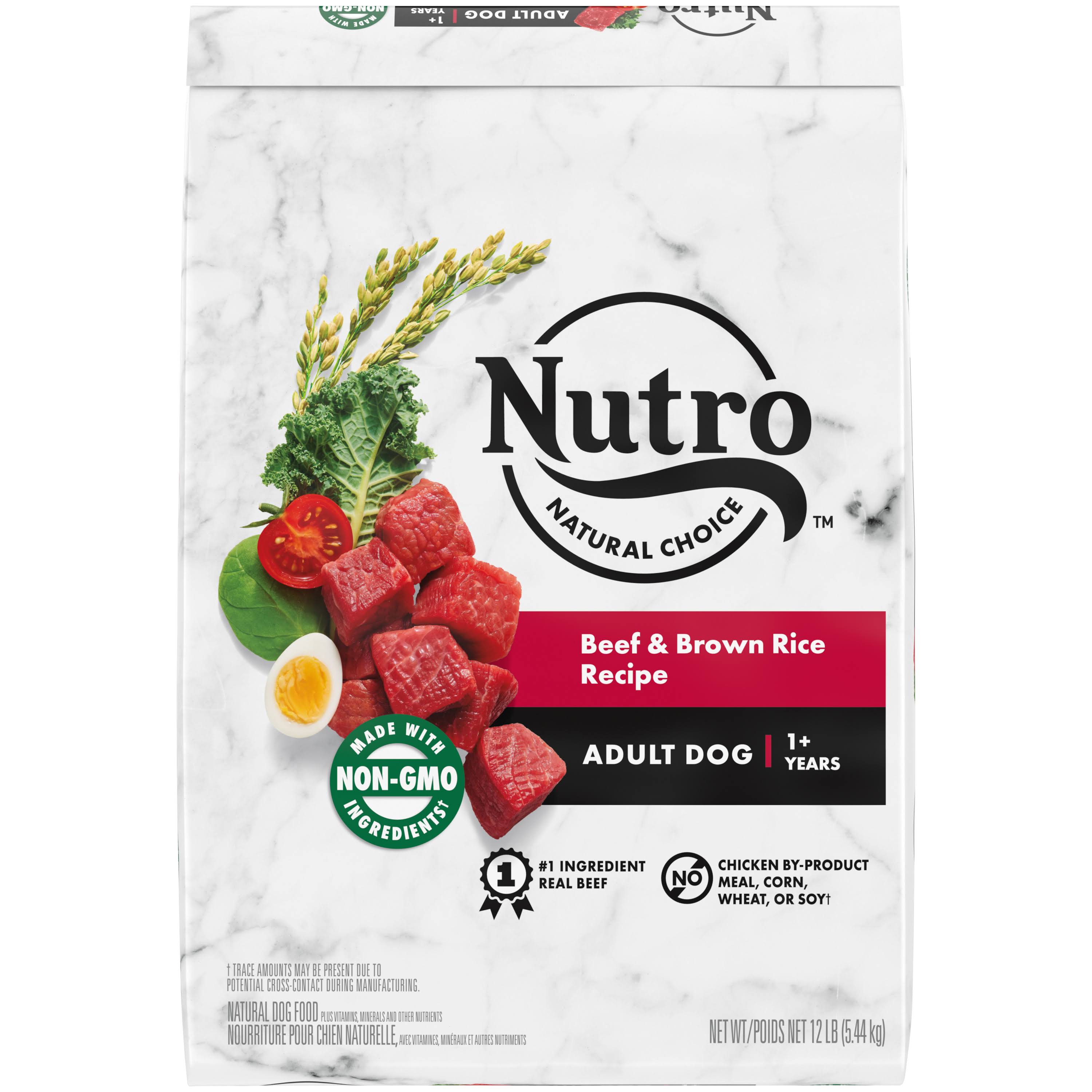 NUTRO Natural Choice Adult Dry Dog Food, Beef & Brown Rice Recipe Dog Kibble, 12 Lb Bag