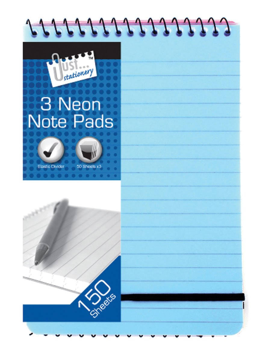 Pack of 3 Neon PP Cover Notebook 128x176mm
