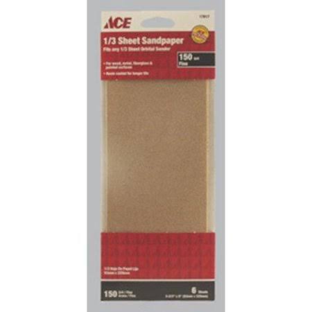 Ace 1/3 Sheet Sandpaper, 150 Grit, 3-2/3 x 9 - 6 pack