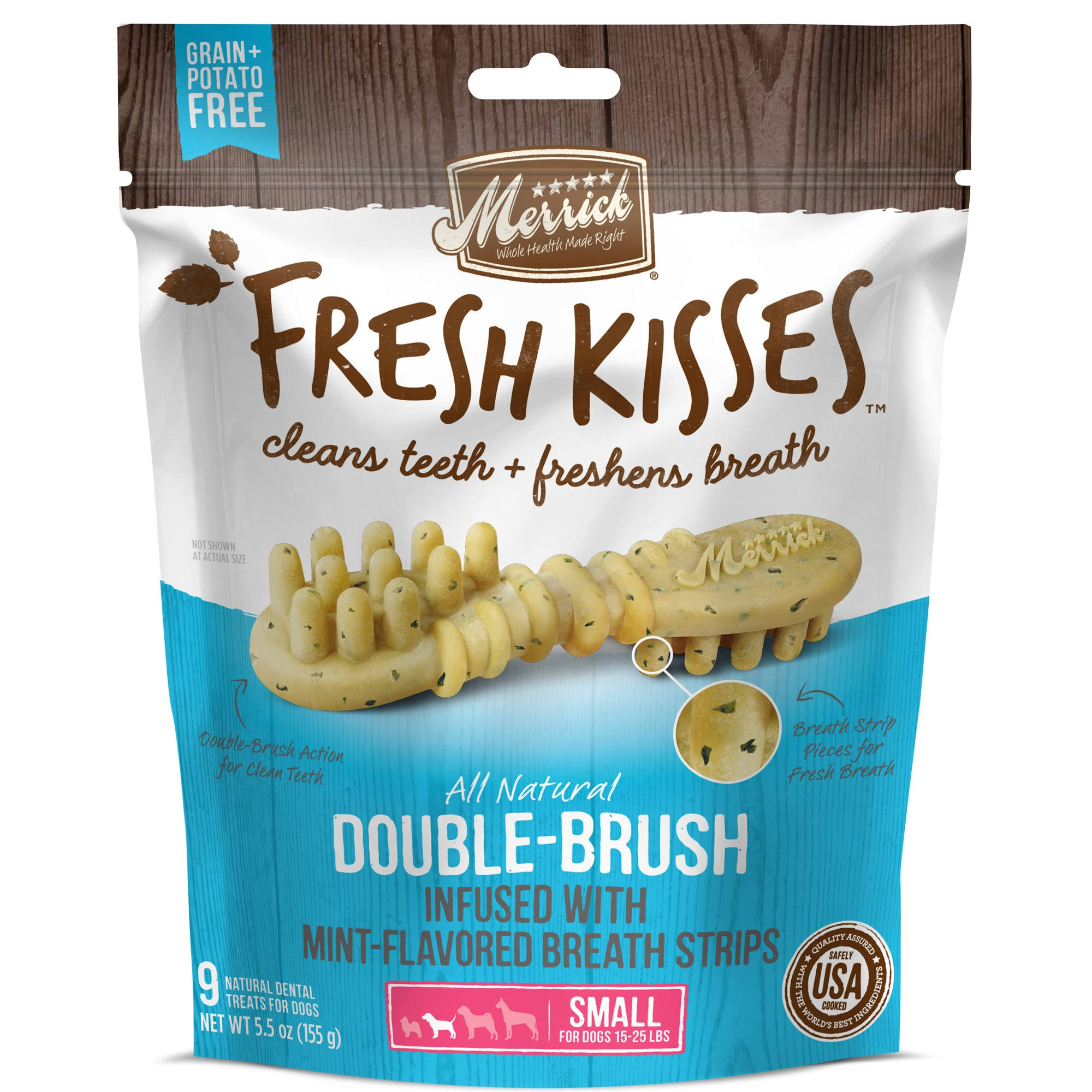 Merrick Fresh Kisses Mint Brush | Dental Dog Treats Small
