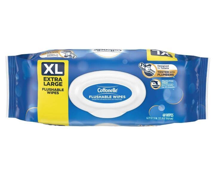 Cottonelle XL Flushable Wet Wipes Flip-Top Pack - 60 ct