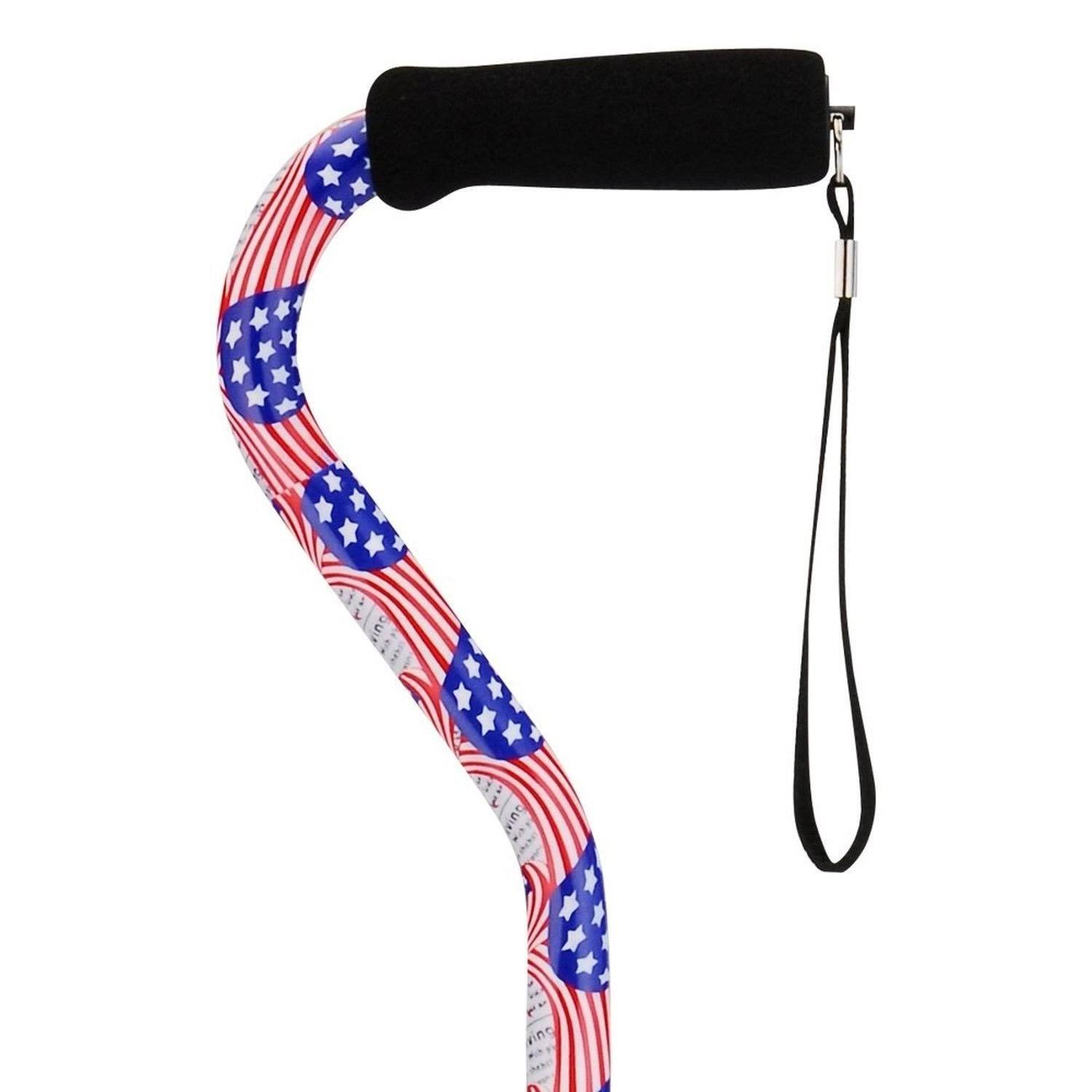Nova Medical Products with Offset Handle Designer Cane - Stars and Stripes
