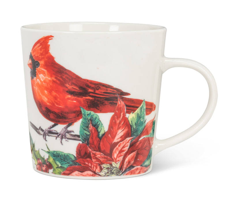 Cardinal & Poinsettia Mug, Size: 4.5 x 3.75 x 3.75