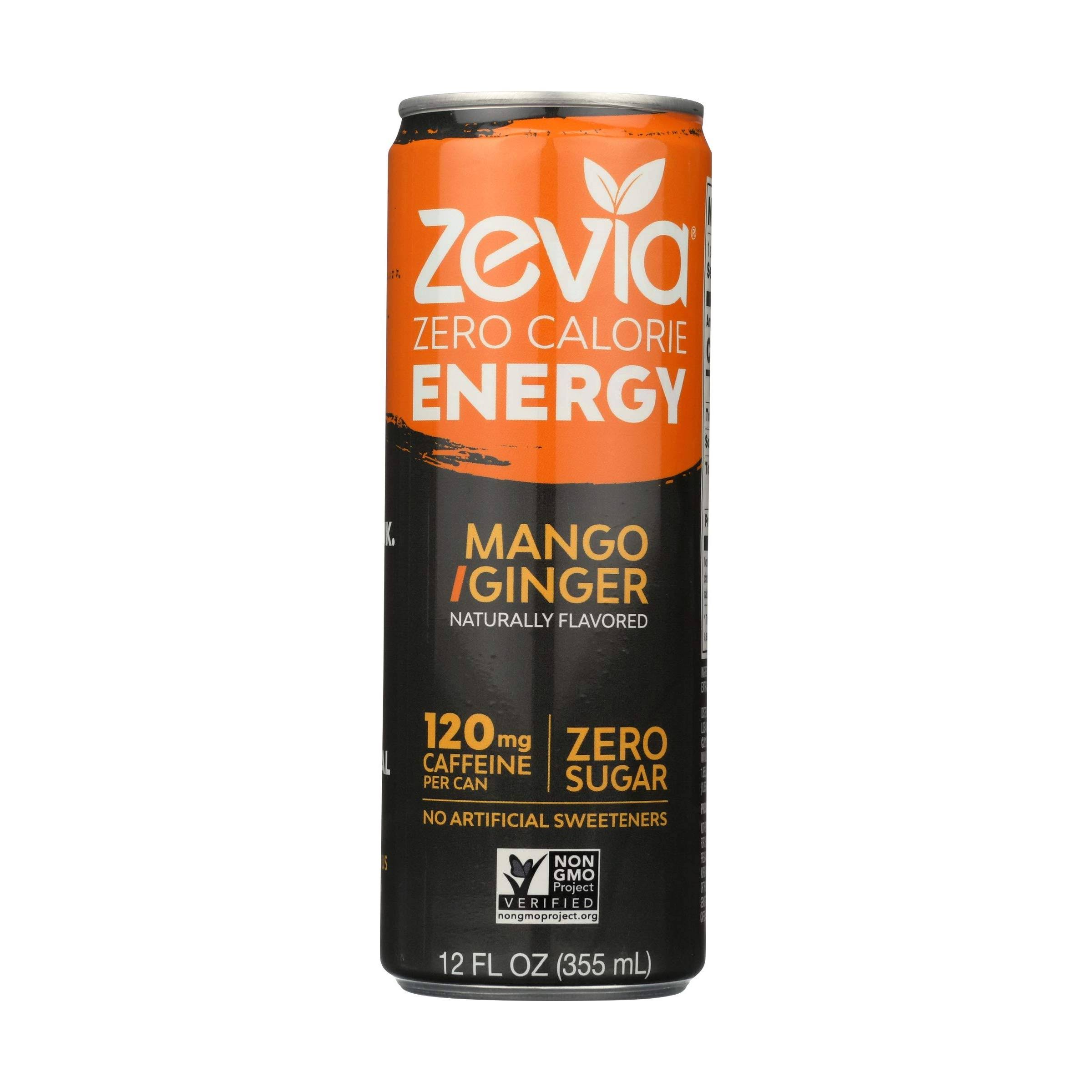 Zevia Zero Calorie Energy Drink - Mango-ginger - Case of 12 - 12 fl oz