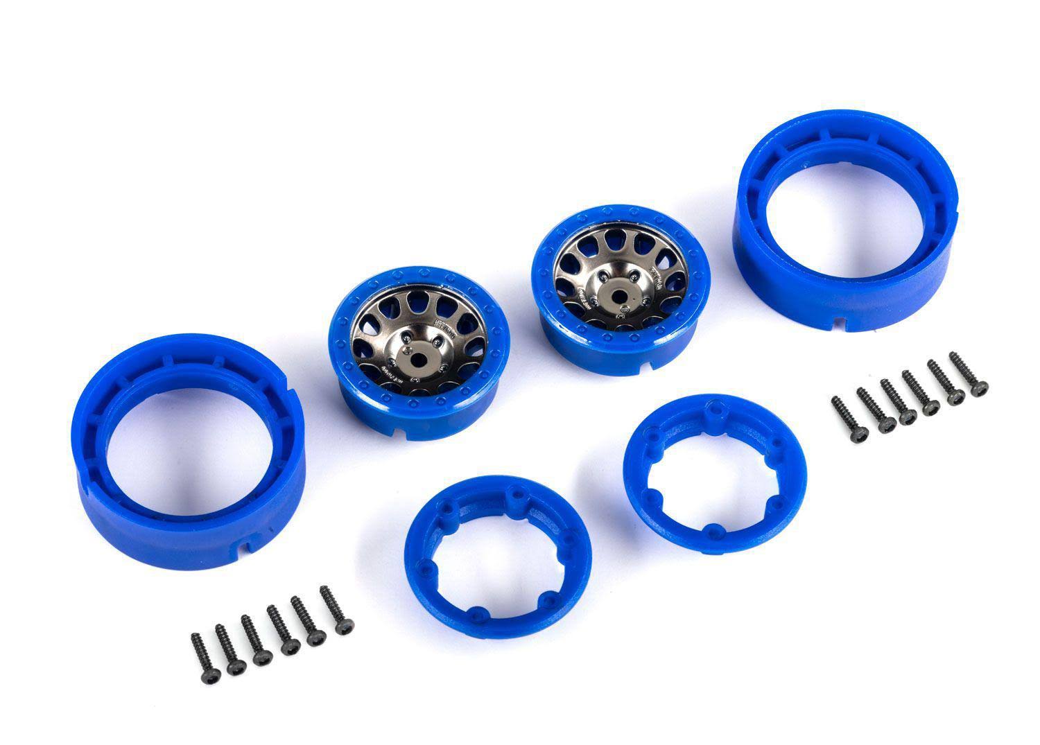 Traxxas 9781-BLKBL Wheels, 1.0', Method Race Wheels 105 Beadlock (Satin Black Chrome With Blue beadlock) (2)